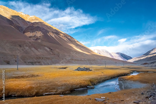 Pangong Tso, Tibetan for "high grassland lake", also referred to as Pangong Lake, is an endorheic lake in the Himalayas situated at a height of about 4,350 m. at Leh Ladakh, Jammu and Kashmir, India. 