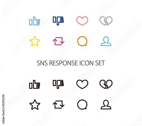 スマートフォン　SNSの反応イメージ　ラインアイコンセット