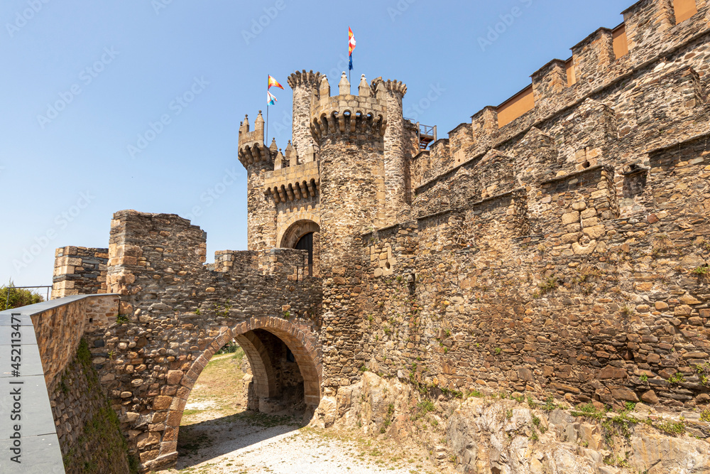 Ponferrada, Spain. The Castillo de los Templarios (Castle of the Knights Templar), a 12th Century medieval fortress in the Way of St James