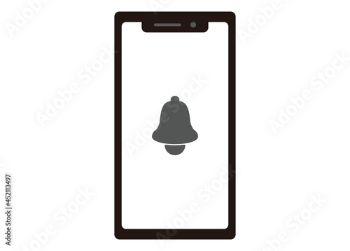 スマートフォン　アラームイメージイラスト　モノクロ　正面