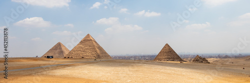 View of the area with the great pyramids of Giza, Egypt