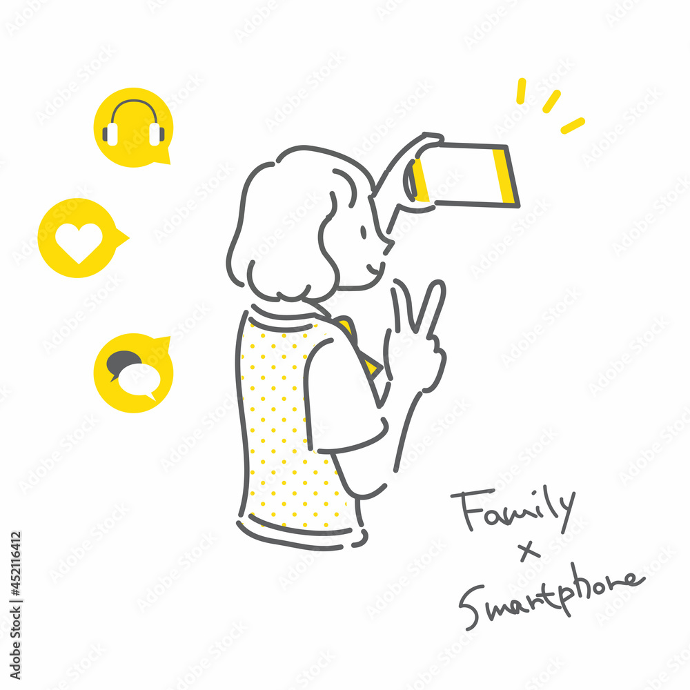 Vecteur Stock スマホで自撮りをする女子高生 シンプルでお洒落な線画イラスト Adobe Stock Vecteur Stock スマホで自撮りをする女子高生 シンプルでお洒落な線画イラスト Adobe Stock