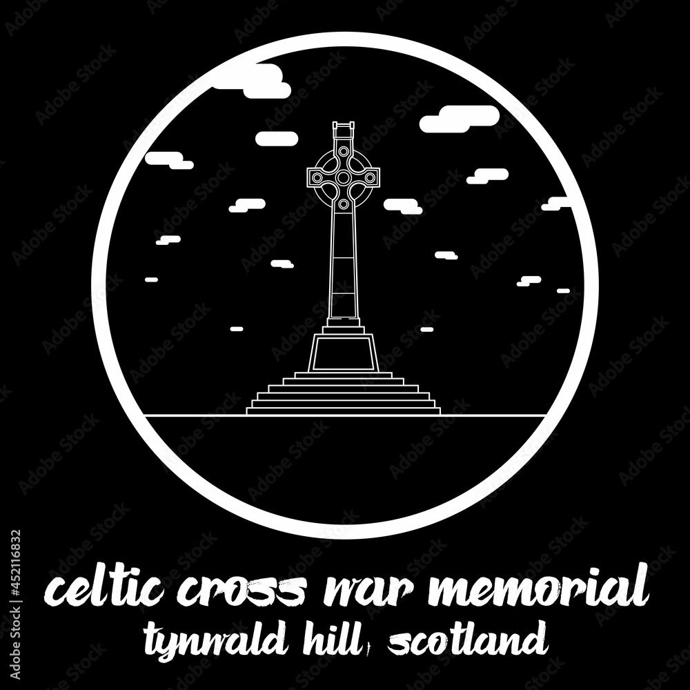 Circle icon line Celtic cross war memorial. vector illustration Circle icon line Celtic cross war memorial. vector illustration