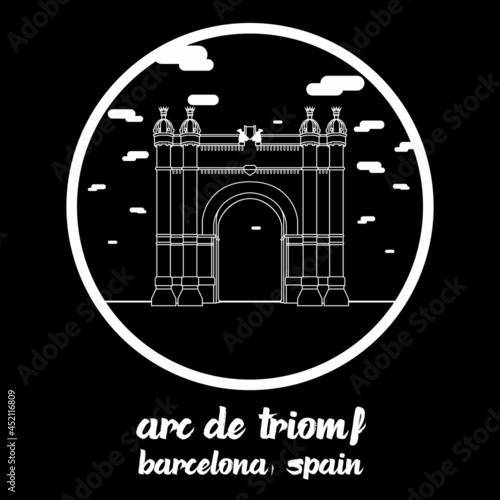 Circle icon line Arc de Triomf. Vector illustration