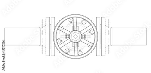 Industrial valve. Vector rendering of 3d