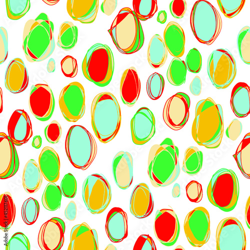 Fototapeta Naklejka Na Ścianę i Meble -  Seamless vector pattern with abstract modern doodles. Bright summer print. Trendy colorful background. Vintage geometric doodles.	