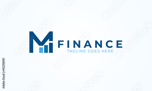 Initial M finance charts Logo. usable for  brand and company logos, flat design logo template, vector illustration