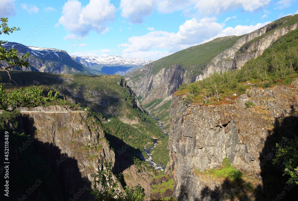 Canyon near Voringfossen waterfalls in Hardangervidda National Park, Norway
