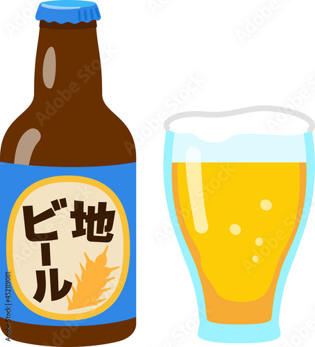 地ビールのボトルとグラス