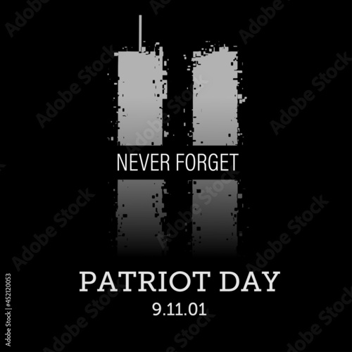 Patriot day vector concept. Illustration of the Twin Towers as symbol of remembrance of tragedy 11 september 2001.