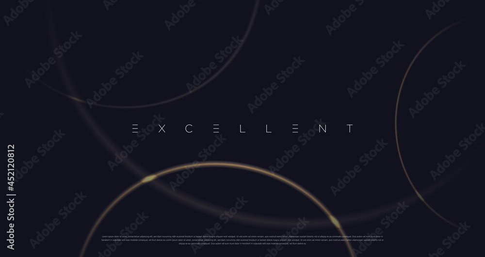 Black premium background with luxury dark golden, lines, stripes, circles and geometric elements. Simple background for poster, banner, website, flyer etc. Vector EPS 10