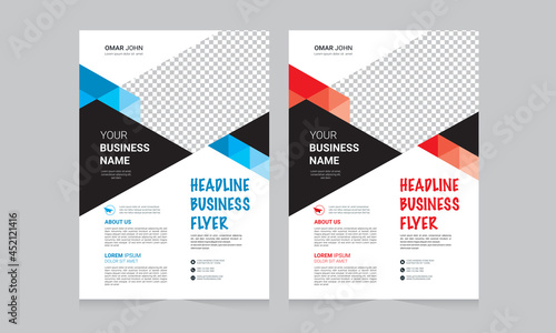 Brochure design, cover modern layout, poster, flyer in A4 with colorful triangles