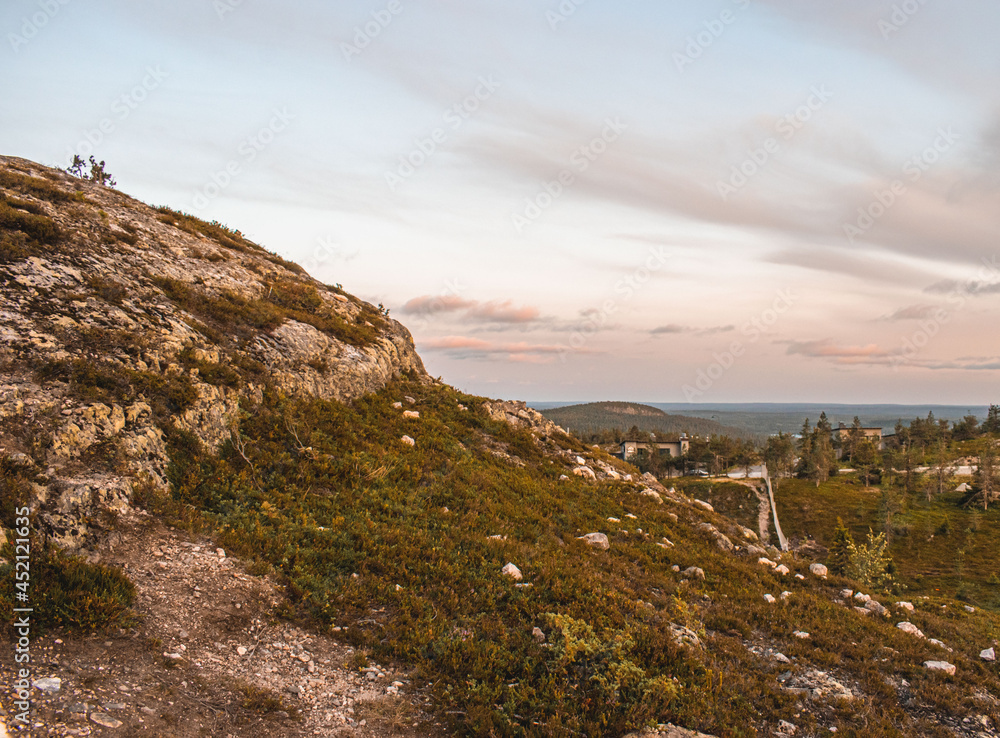 Landscape with hills in Kuusamo, Finland