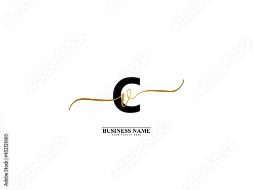 Letter CV Logo, creative cv vc signature logo for wedding, fashion, apparel and clothing brand