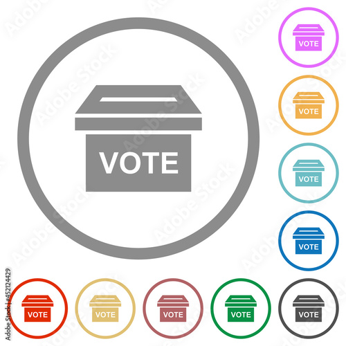 Ballot box solid flat icons with outlines