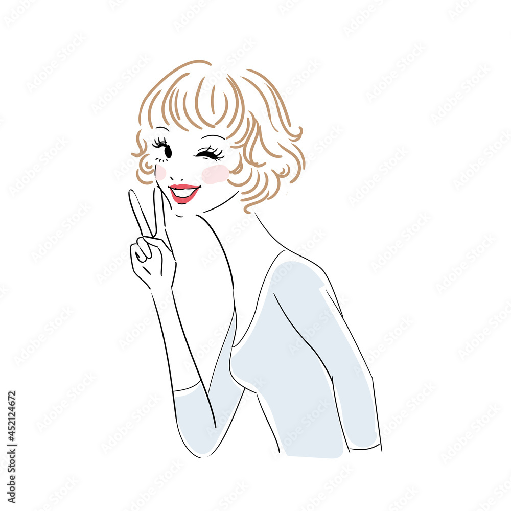 可愛い女性上半身