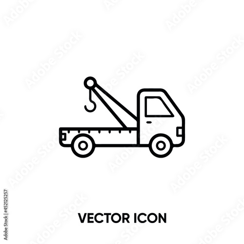 Truck crane vector icon. Modern, simple flat vector illustration for website or mobile app.Tow crane symbol, logo illustration. Pixel perfect vector graphics 