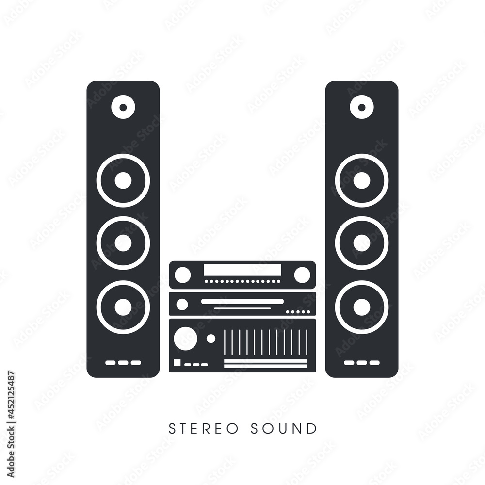 Fototapeta premium stereo sound system, on white background, vector audio, Art & Illustration