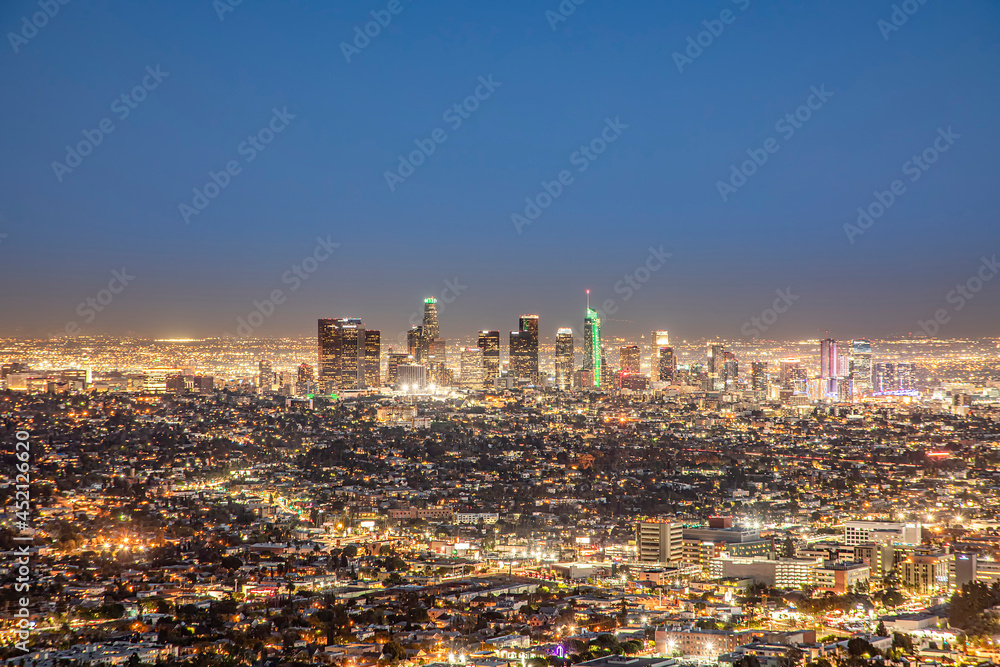 scenic view to Los Angeles by night