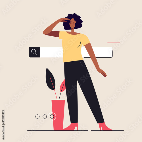 Business flat style outline vector illustration on the subject of search. Editable stroke