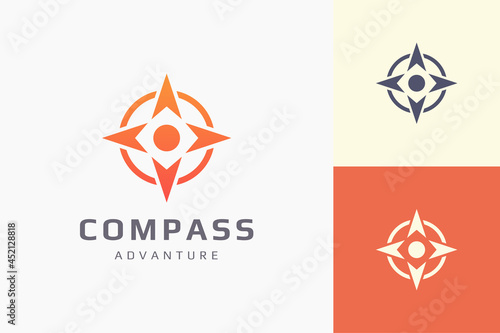 Pointer or direction logo template in simple and modern compass shape