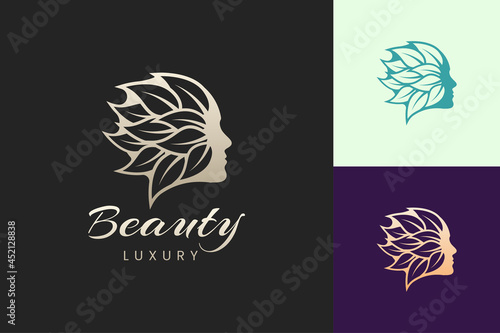 Facial beauty care logo template in luxury and modern style