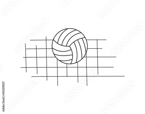 The ball flies into the volleyball net. Ball Icon. Vector illustration