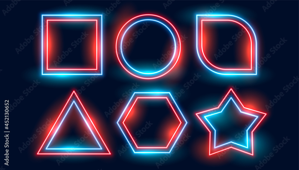 Obraz premium neon set frames in six geometric shapes style