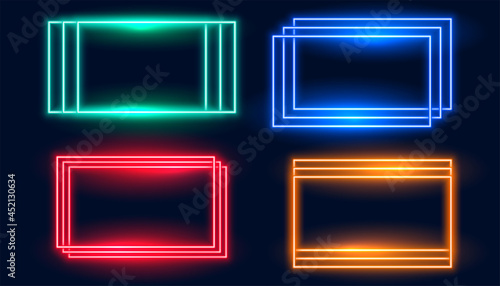 rectangle neon frames set in four colors