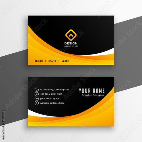 yellow black wavy business card template
