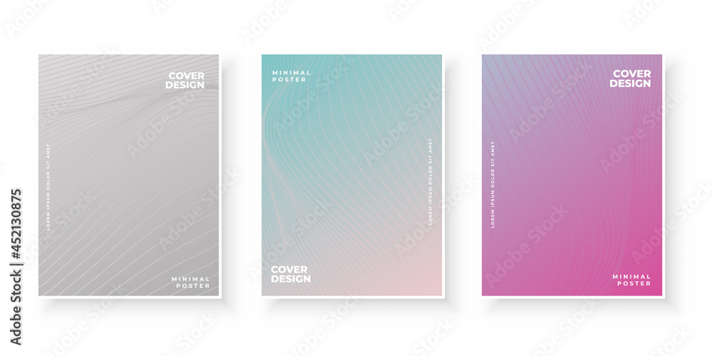 Colorful gradient covers with abstract line design set