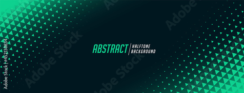 abstract triangle halftone banner in green color