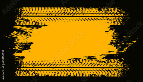 tire track print marks on yellow grunge texture