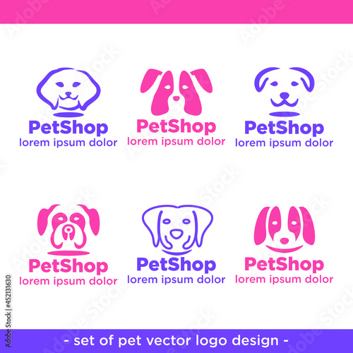 Set of pet logo. Vector design template for pet shops, veterinary clinics and homeless animals shelters. dog icon. badges for websites, prints or business