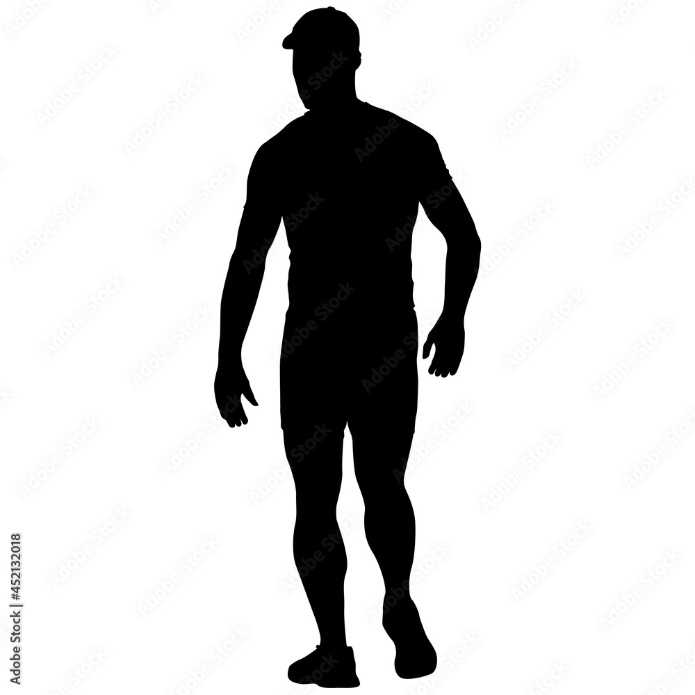 Silhouette people in different poses bent over on a white background Silhouette people in different poses bent over on a white background