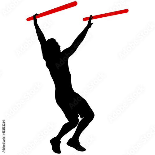 Silhouette of a pull up workout steps on a white background