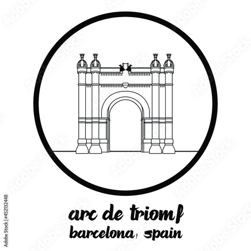 Circle icon line Arc de Triomf. Vector illustration