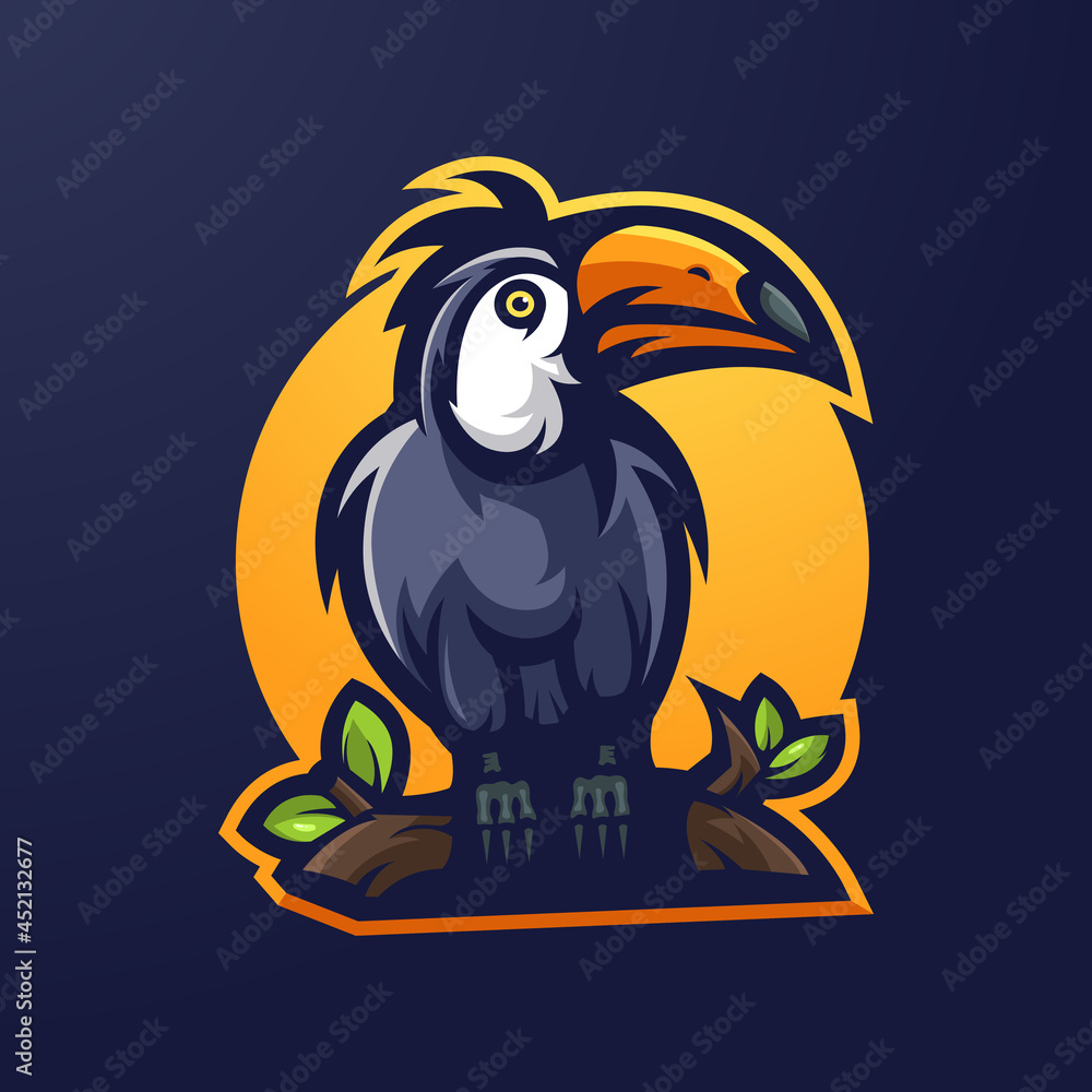 Obraz premium Taucan mascot logo design vector with modern illustration concept style for badge, emblem and t shirt printing. Bird illustration logo for community, team, sport and gaming