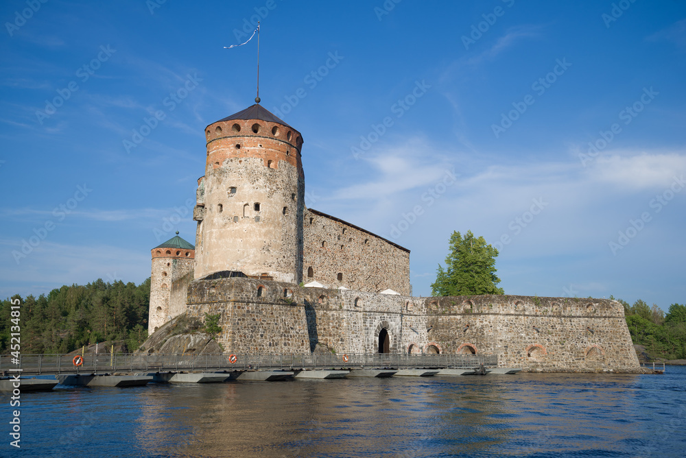 At the ancient Swedish fortress of Olavinlinna on a sunny July day. Savonlinna, Finland