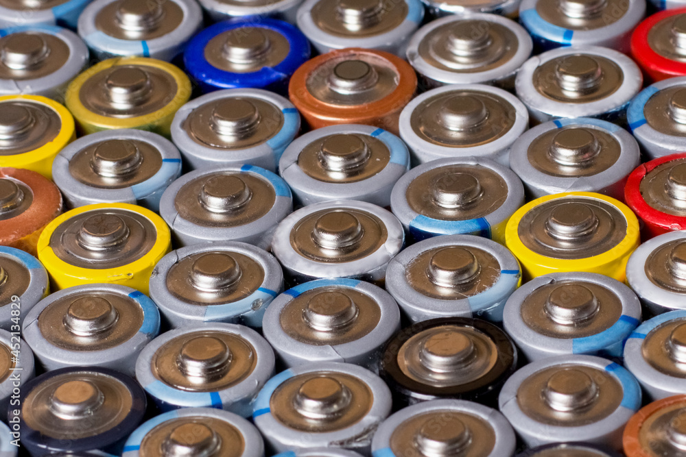 multiple stacked aaa batteries of different color and manufacturer multiple stacked aaa batteries of different color and manufacturer