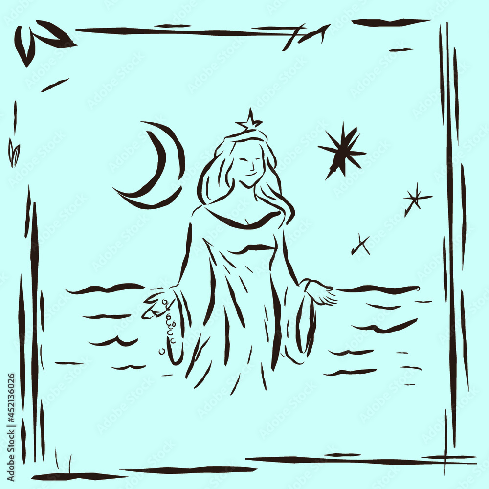 Iemanja Rainha Do Mar Fé Folclore Brasileiro Cordel Xilogravura Stock