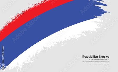 Abstract brush flag of Republika Srpska country with curve style grunge brush painted flag on white background