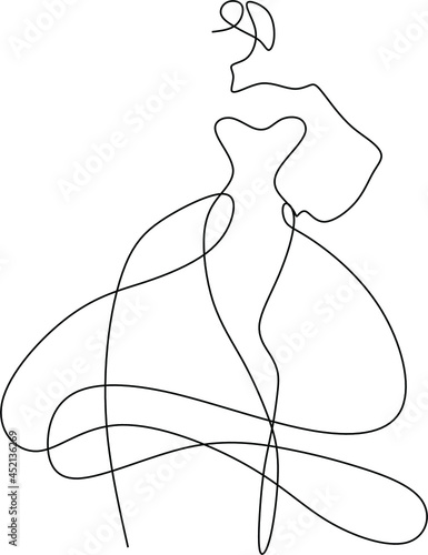 Trendy Line Art Woman Body. Minimalistic Black Lines Drawing. Female Figure Continuous One Line Abstract Drawing. Modern Scandinavian Design. Naked Body Art. Vector Illustration.