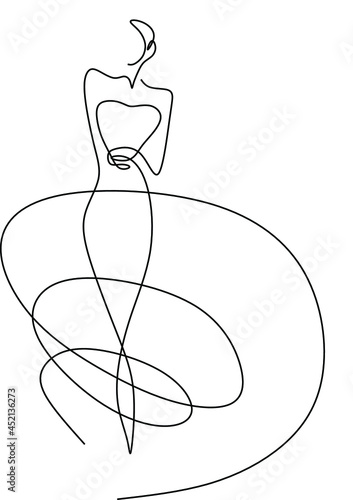 Trendy Line Art Woman Body. Minimalistic Black Lines Drawing. Female Figure Continuous One Line Abstract Drawing. Modern Scandinavian Design. Naked Body Art. Vector Illustration.