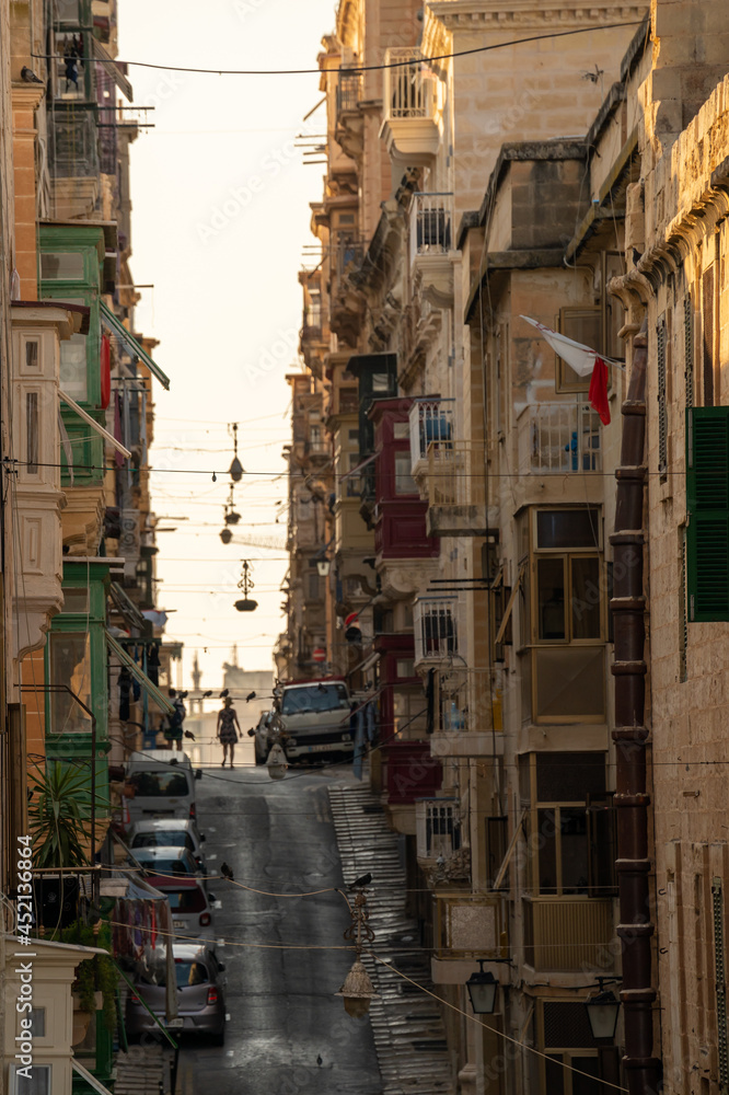 Steep street in Valletta, Malta
