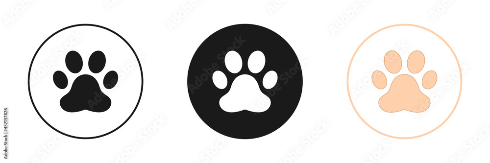 Animal paw icons set. Flat design. Vector illustration. Animal paw icons set. Flat design. Vector illustration.