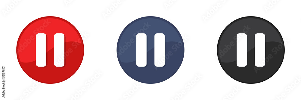 Pause buttons set. Web design. Mobile app. Vector illustration. Pause buttons set. Web design. Mobile app. Vector illustration.