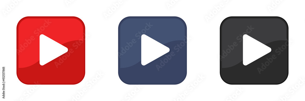 Play button icons set. Video-audio player. Vector illustration. Isolated on white background. Play button icons set. Video-audio player. Vector illustration. Isolated on white background.