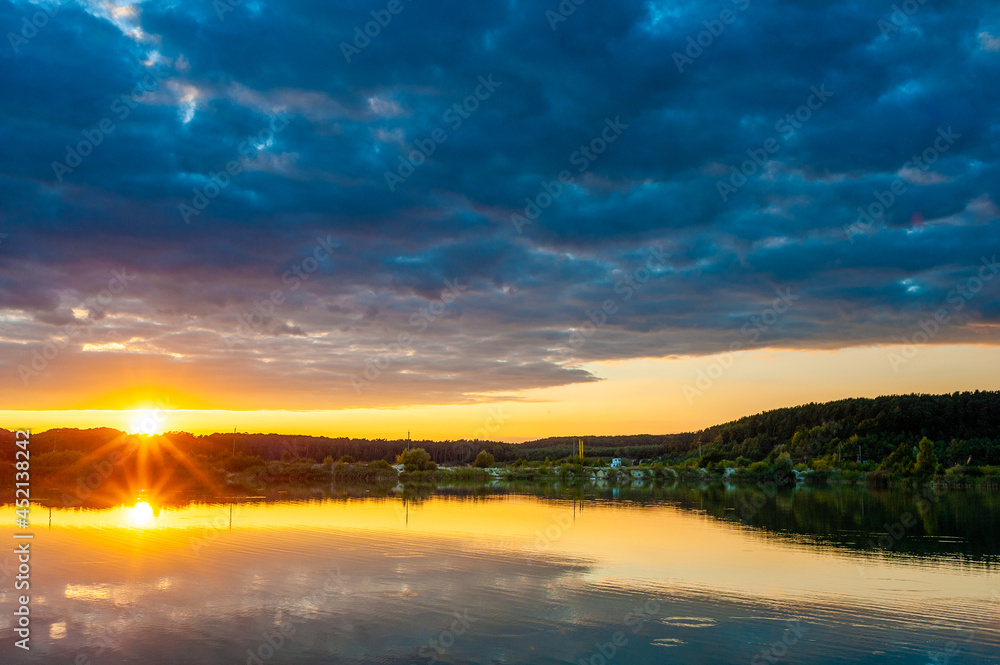Beautiful calm lake with sunset Beautiful calm lake with sunset