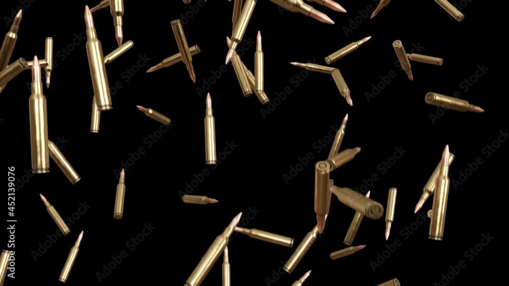 Vidéo Stock Lots of Bullets Falling Down. Black background with Luma ...